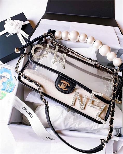 Chanel by the Sea SS19 Transparent PVC Sand Pearl Medium 